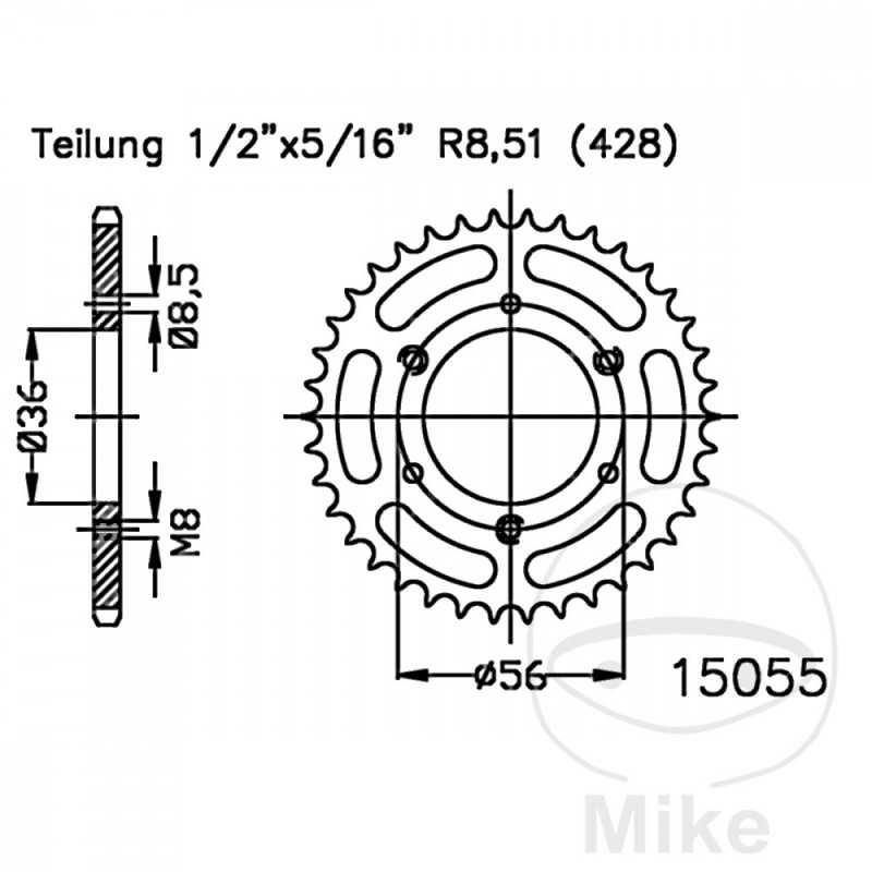 ESJOT Corona plato transmisión 28T P-428 Ø36 MM Ø56 727.00.98