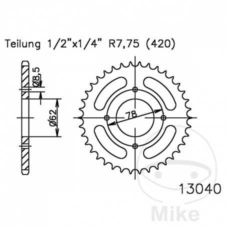 ESJOT Transmission plate crown 37T P-420 Ø62 MM Ø78 727.00.99