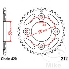 JT SPROCKETS Corona plato transmisión 34T P-420 Ø58 MM Ø90 727.01.05
