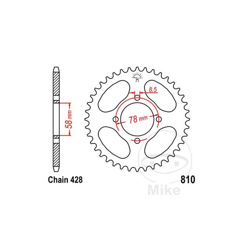 JT SPROCKETS Corona plato transmisión 41T P-428 Ø58 MM Ø78 727.01.27