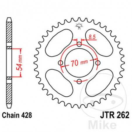 JT SPROCKETS Corona plato transmisión 40T P-428 Ø54 MM Ø70 727.02.39