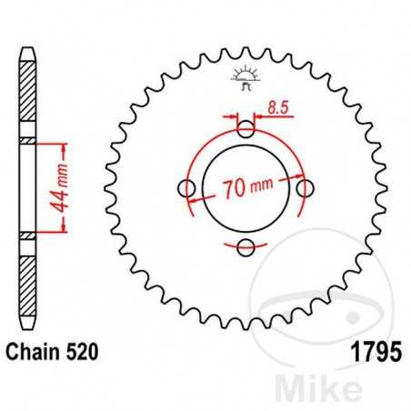 JT SPROCKETS Transmission plate crown 22T P-520 Ø44 MM Ø70 727.16.53