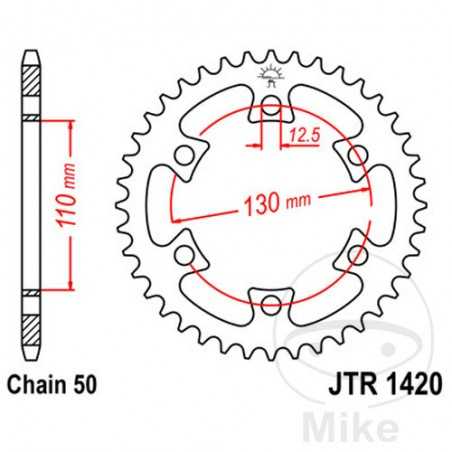 JT SPROCKETS Transmission plate crown 40T P-530 Ø110 MM Ø130 727.04.19