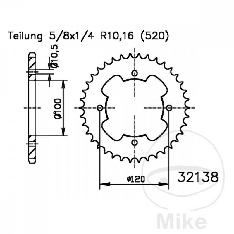 ESJOT Transmission plate crown 34T P-520 Ø100 MM Ø120 727.04.90