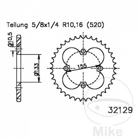 ESJOT Transmission plate crown 38T P-520 Ø133 MM Ø155 727.04.91