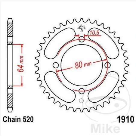 JT SPROCKETS Transmission plate crown 32T P-520 Ø64 MM Ø80 727.05.13