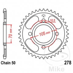 JT SPROCKETS Corona plato transmisión 34T P-530 Ø70 MM Ø105 727.37.40