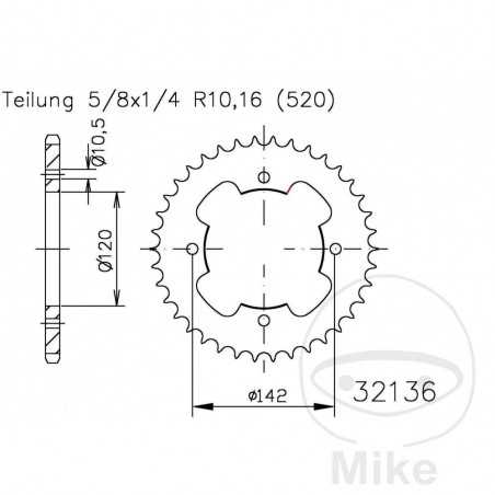 ESJOT Transmission plate crown 38T P-520 Ø120 MM Ø142 727.05.89