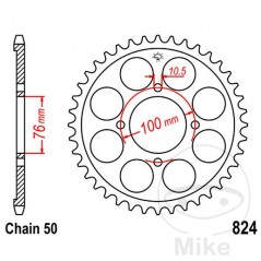 JT SPROCKETS Corona plato transmisión 40T P-530 Ø76 MM Ø100 727.09.79