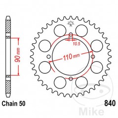 JT SPROCKETS Corona plato transmisión 38T P-530 Ø90 MM Ø110 727.32.20