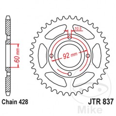 JT SPROCKETS Corona plato transmisión 39T P-428 Ø60 MM Ø92 727.10.12