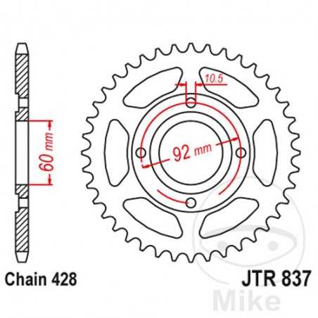 JT SPROCKETS Transmission plate crown 39T P-428 Ø60 MM Ø92 727.10.12