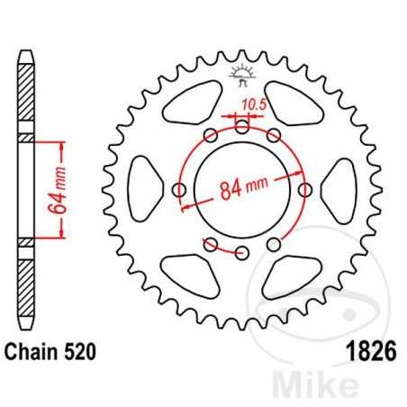 JT SPROCKETS Transmission plate crown 46T P-520 Ø064 MM Ø084 727.15.24