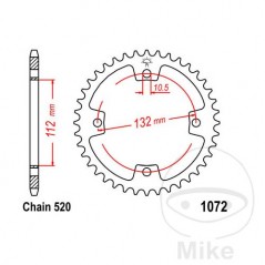 JT SPROCKETS Corona plato transmisión 36T P-520 Ø112 MM Ø132 727.91.51