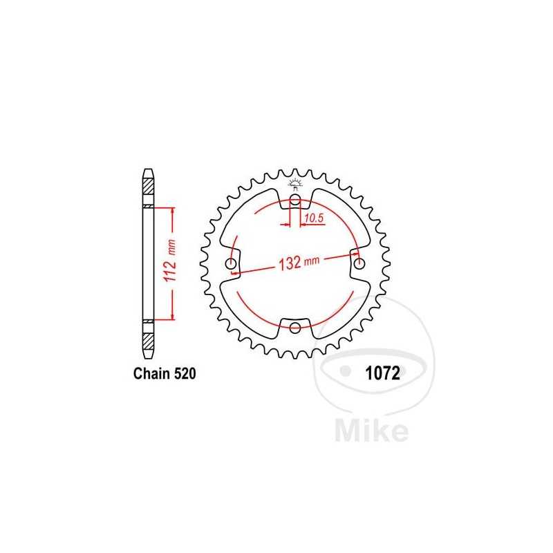 JT SPROCKETS Corona plato transmisión 38T P-520 Ø112 MM Ø132 727.14.30