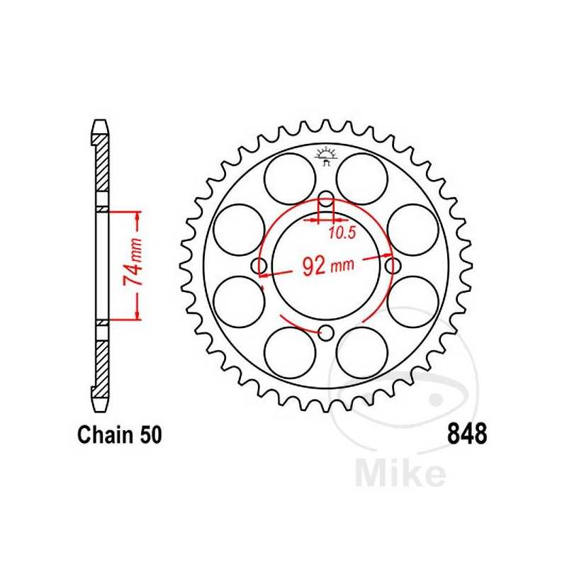 JT SPROCKETS Corona plato transmisión 39T P-530 Ø74 MM Ø92 727.24.53