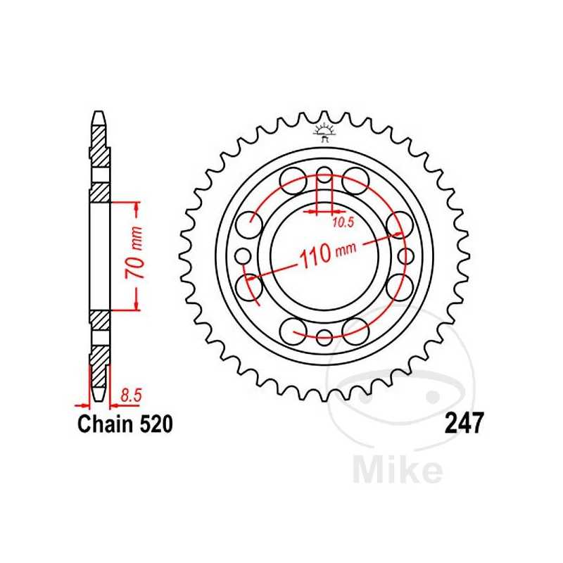 JT SPROCKETS Corona plato transmisión 36T P-520 Ø70 MM Ø110 727.26.77