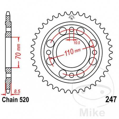 JT SPROCKETS Transmission plate crown 41T P-520 Ø70 MM Ø110 727.29.17