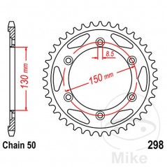 JT SPROCKETS Transmission plate crown 40T P-530 Ø130 MM Ø150 727.37.43