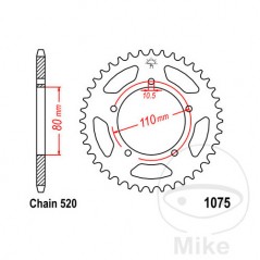 JT SPROCKETS Corona plato transmisión 36T P-520 Ø80 MM Ø110 727.41.03