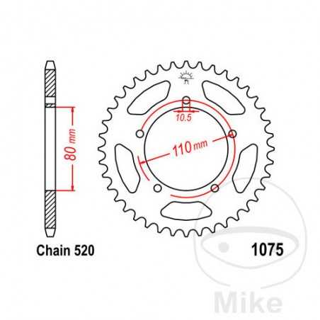 JT SPROCKETS Transmission plate crown 39T P-520 Ø80 MM Ø110 727.43.84