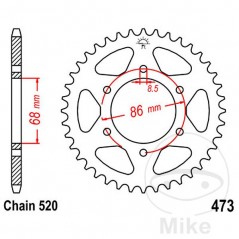 JT SPROCKETS Corona plato transmisión 37T P-520 Ø68 MM Ø86 727.41.60