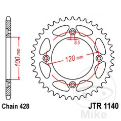 JT SPROCKETS Corona plato transmisión 50T P-428 Ø100 MM Ø120 727.05.99