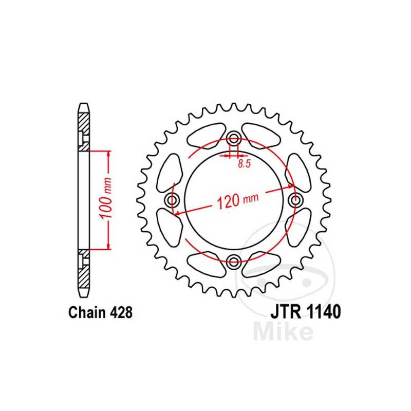 JT SPROCKETS Corona plato transmisión 50T P-428 Ø100 MM Ø120 727.05.99