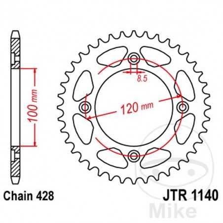 JT SPROCKETS Transmission plate crown 56T P-428 Ø100 MM Ø120 727.06.01