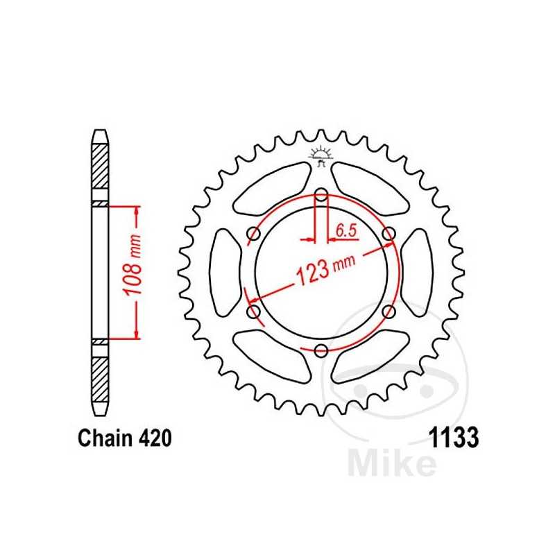 JT SPROCKETS Corona plato transmisión 65T P-420 Ø108 MM Ø123 727.08.74