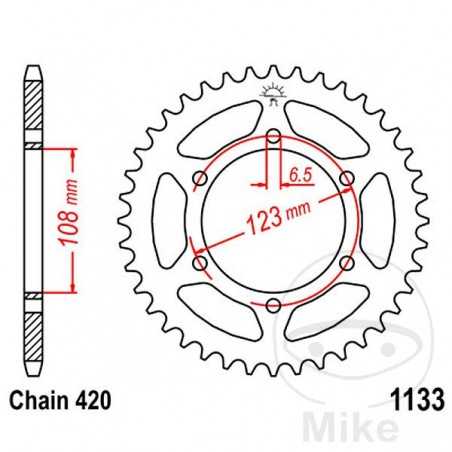 JT SPROCKETS Transmission plate crown 59T P-420 Ø108 MM Ø123 727.15.49