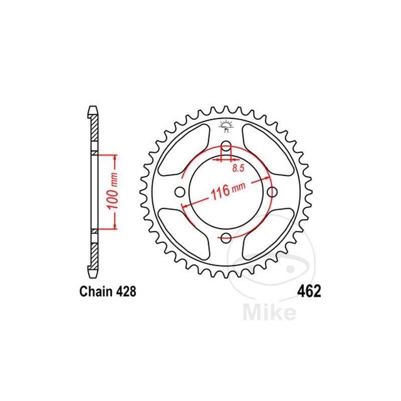 JT SPROCKETS Corona plato transmisión 50T P-428 Ø100 MM Ø116 727.85.83