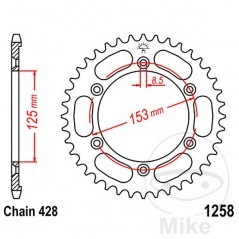 JT SPROCKETS Corona plato transmisión 54T P-428 Ø125 MM Ø153 727.10.18