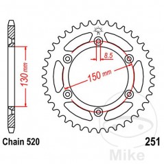 JT SPROCKETS Corona plato transmisión 46T P-520 Ø130 MM Ø150 727.10.78