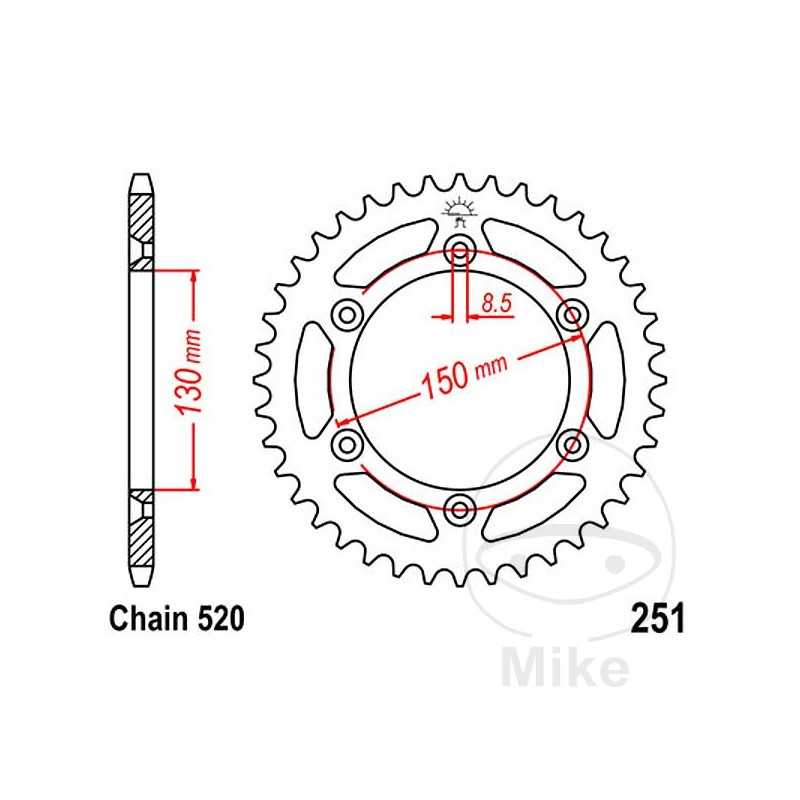 JT SPROCKETS Corona plato transmisión 46T P-520 Ø130 MM Ø150 727.10.78