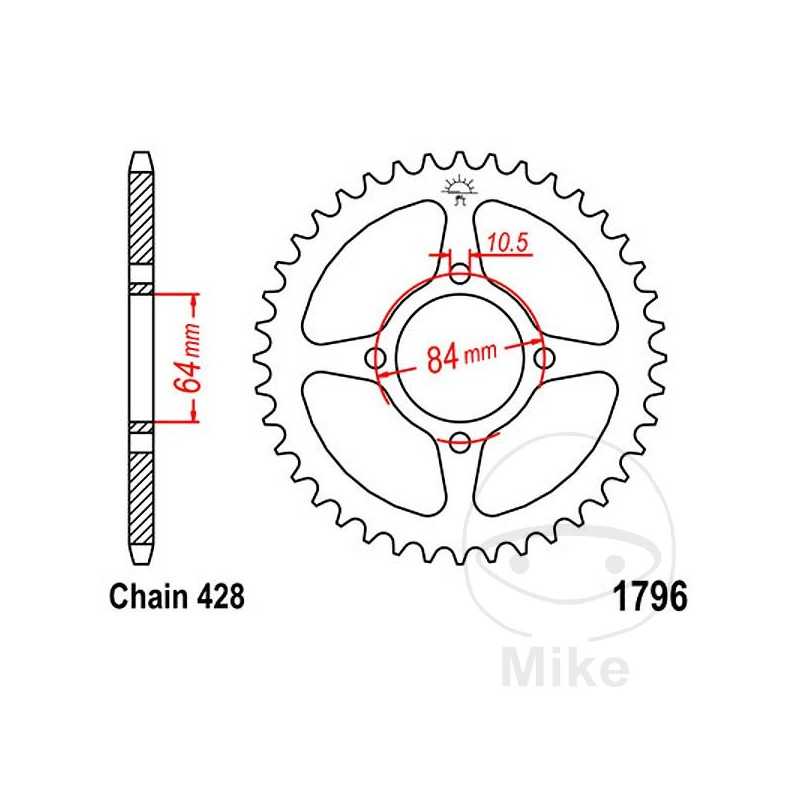 JT SPROCKETS Corona plato transmisión 51T P-428 Ø064 MM Ø084 727.11.58