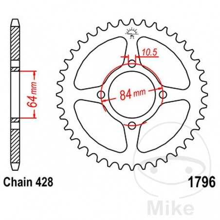JT SPROCKETS Transmission plate crown 51T P-428 Ø064 MM Ø084 727.11.58