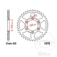 JT SPROCKETS Corona plato transmisión 53T P-420 Ø110 MM Ø130 727.11.89