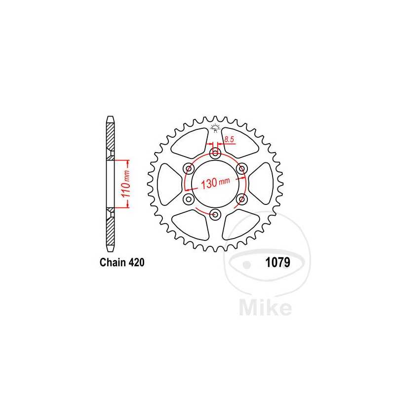 JT SPROCKETS Corona plato transmisión 53T P-420 Ø110 MM Ø130 727.11.89