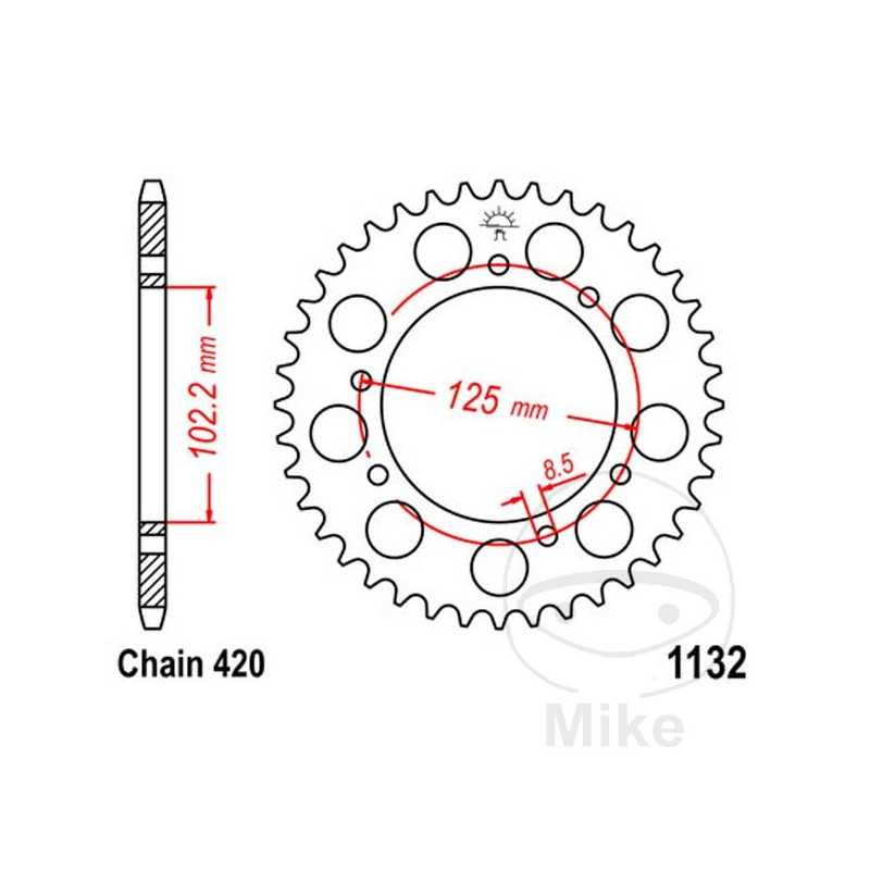JT SPROCKETS Corona plato transmisión 53T P-420 Ø102 MM Ø125 727.52.09