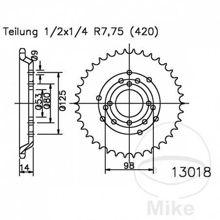 ESJOT Transmission plate crown 48T P-420 Ø053 MM Ø098 727.18.10