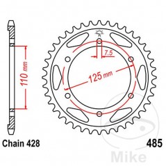 JT SPROCKETS Corona plato transmisión 46T P-428 Ø110 MM Ø125 727.19.68