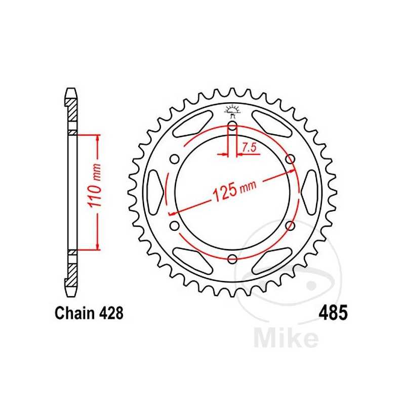 JT SPROCKETS Corona plato transmisión 46T P-428 Ø110 MM Ø125 727.19.68
