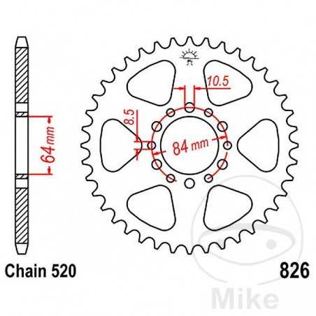 JT SPROCKETS Corona plato transmisión 47T P-520 Ø064 MM Ø084 727.31.05
