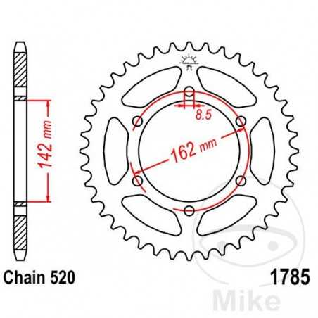 JT SPROCKETS Corona plato transmisión 48T P-520 Ø142 MM Ø162 727.33.00