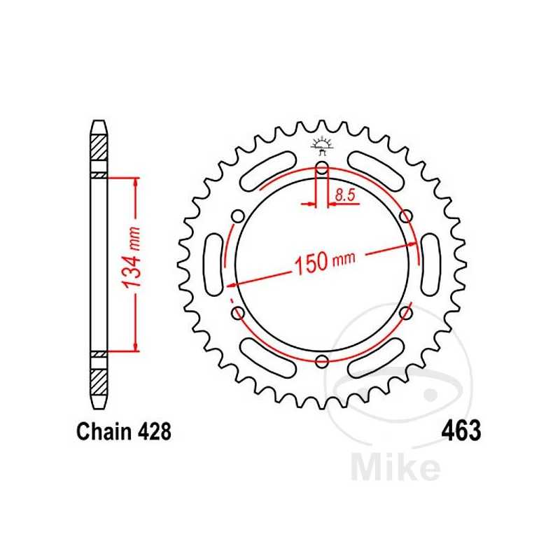 JT SPROCKETS Corona plato transmisión 48T P-428 Ø134 MM Ø150 727.57.87