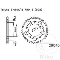 ESJOT Transmission plate crown 47T P-525 Ø105 MM Ø164 727.60.90