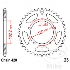 JT SPROCKETS Corona plato transmisión 47T P-420 Ø102.2 MM Ø120 727.61.08