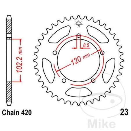 JT SPROCKETS Transmission plate crown 47T P-420 Ø102.2 MM Ø120 727.61.08