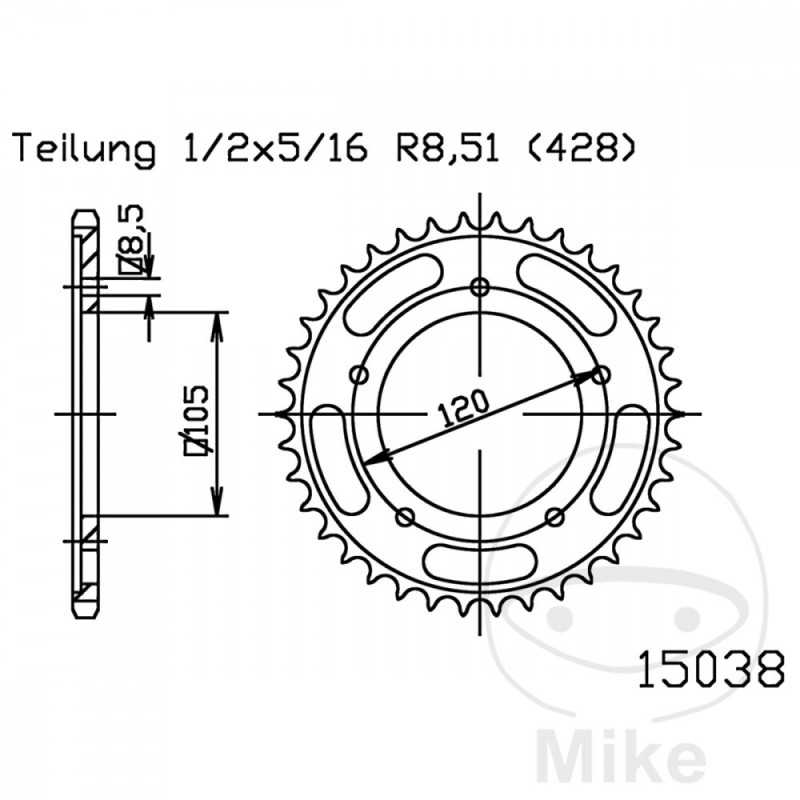 ESJOT Corona plato transmisión 60T P-428 Ø105 MM Ø120 727.64.70